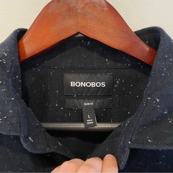 Bonobos men’s Black White Flannel Button Down Slim Fit Shirt size large - Picture 6 of 10